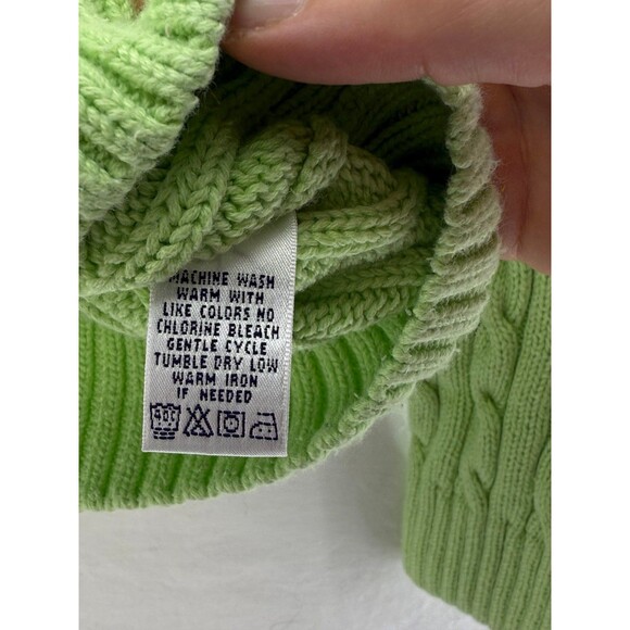 Vintage Lilly Pulitzer Crew Neck Cable Knit Sweater Lime Green Cotton Size S - Picture 4 of 7
